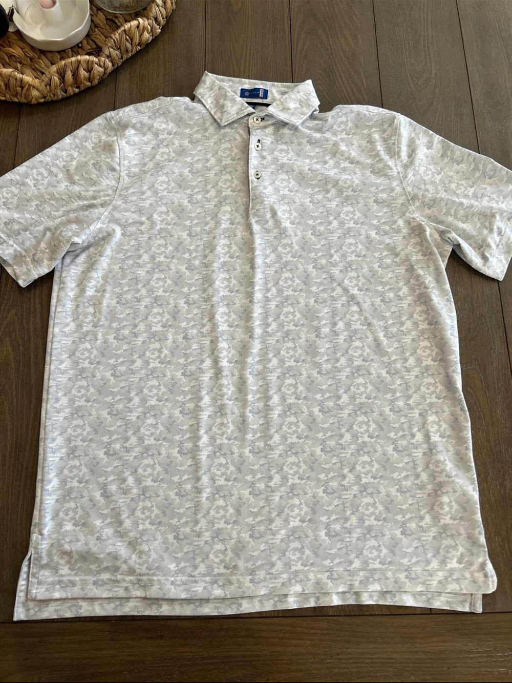 Men's Heather Light Gray Patterned Polo Shirt